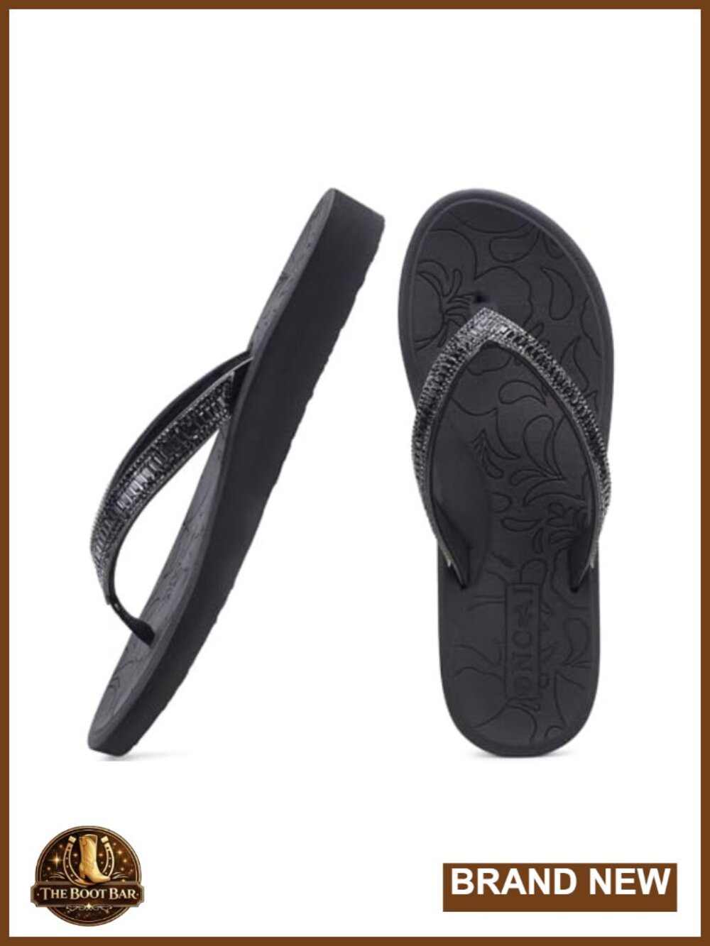 Women's Rhinestone Flip Flops Memory Foam Arch Support Yoga Mat Thong Sandals